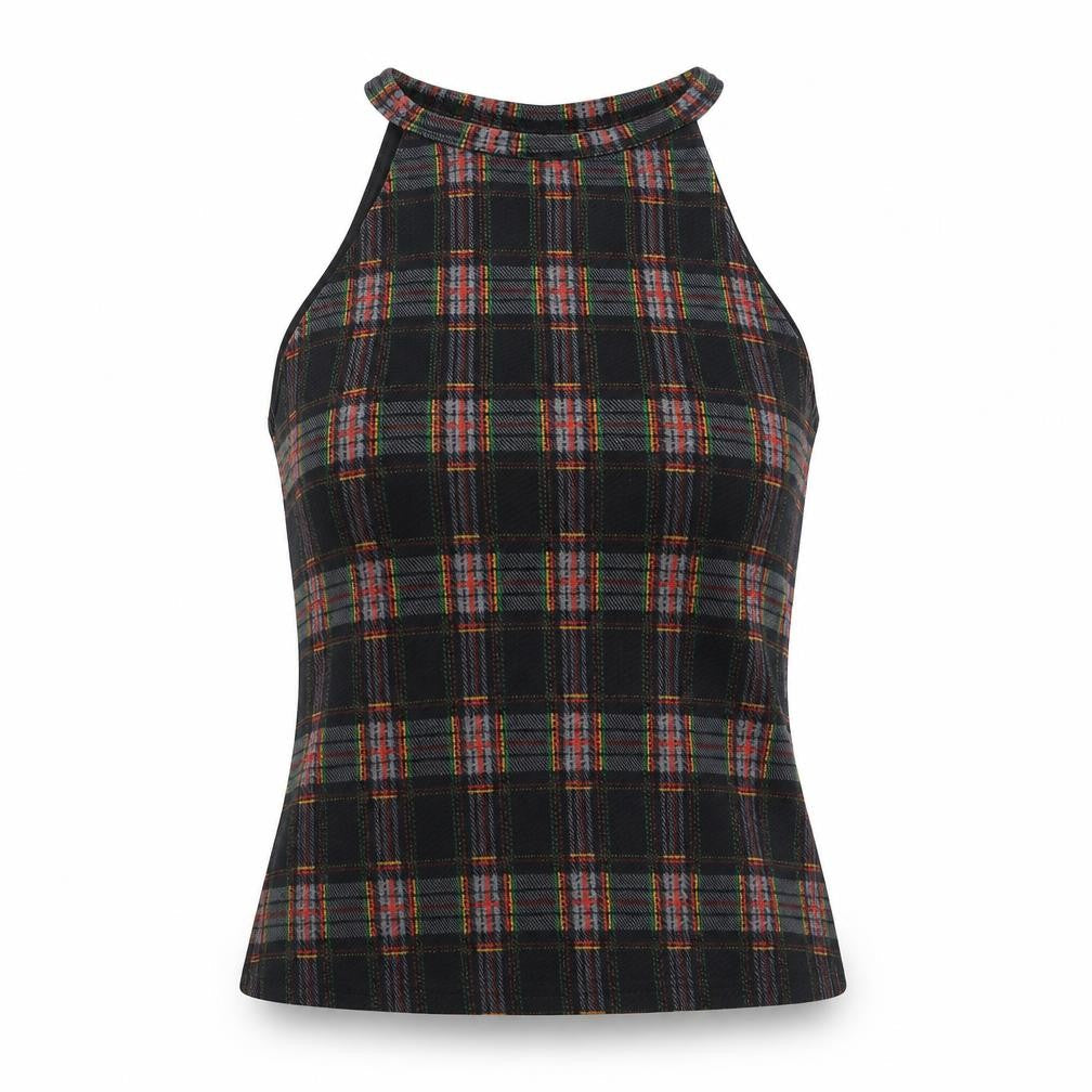 Boohoo Womens Black Check  Basic Blouse Size 8