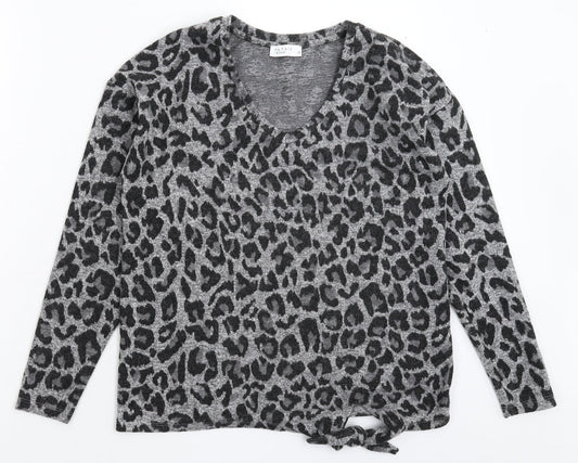 Papaya Womens Grey Animal Print  Pullover Jumper Size 10