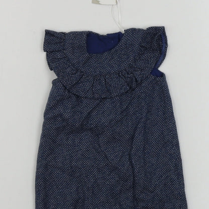 Close-up detail of Tu boys’ blue babygrow one-piece, size 0-3, months