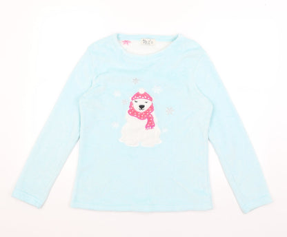 Love To Lounge Womens Blue Solid  Top Pyjama Top Size 8  - Polar Bear