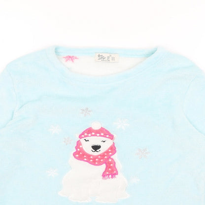 Love To Lounge Womens Blue Solid  Top Pyjama Top Size 8  - Polar Bear
