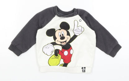 Front view of Disney Baby White jumper, size 3-6, Months - Mickey Mouse