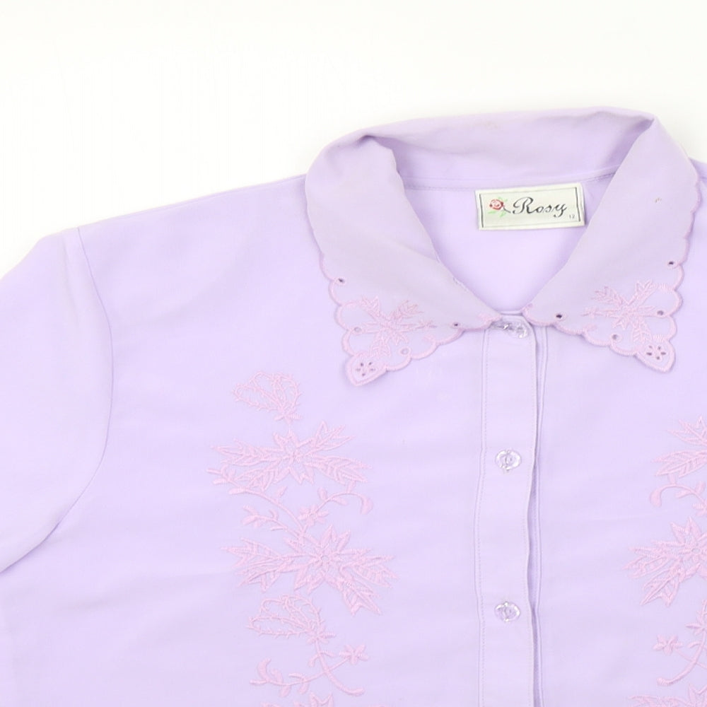 ROSY Womens Purple   Basic Button-Up Size 12