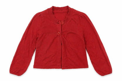 Front view of Adams Kids girls’ red cardigan jumper, size 8, years