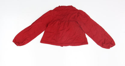Back view of Adams Kids girls’ red cardigan jumper, size 8, years