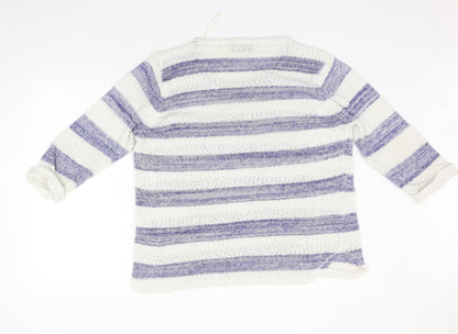 Back view of Originals women’s blue striped jumper, size L, - washable mark