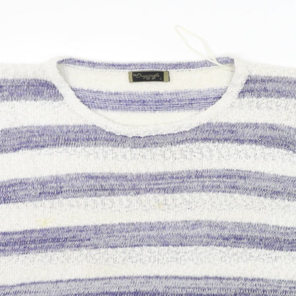 Close-up detail of Originals women’s blue striped jumper, size L, - washable mark
