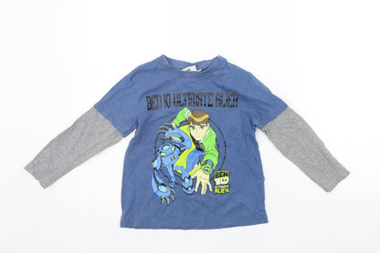 Additional front view of TvMania girls’ blue basic t-shirt, size 6, years