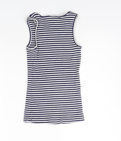 Back view of F&F girls’ blue striped basic tank, size 9-10, years