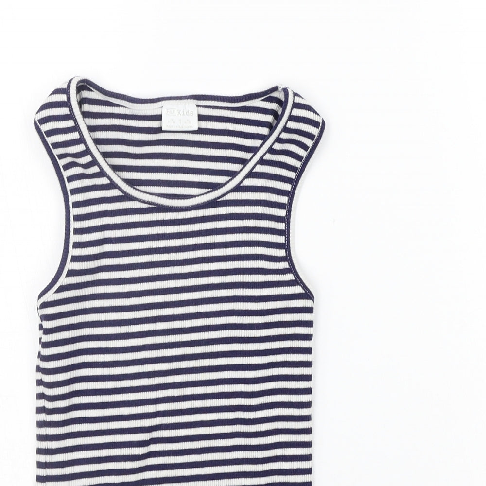 F&F Girls Blue Striped  Basic Tank Size 9-10 Years