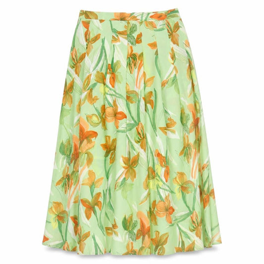 Preworn Womens Green Floral  A-Line Skirt Size L