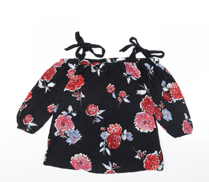 Dorothy Perkins Womens Black Floral  Basic Blouse Size 10