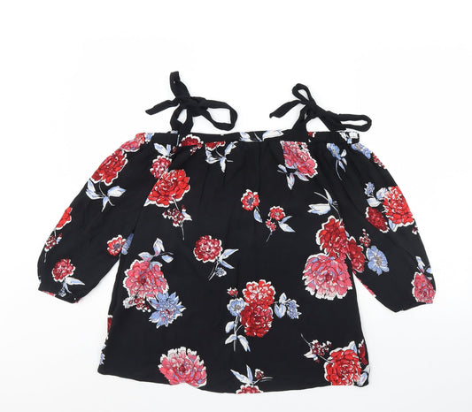 Dorothy Perkins Womens Black Floral  Basic Blouse Size 10