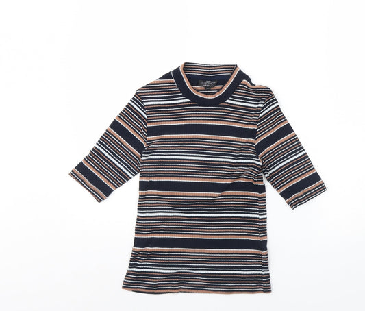 Topshop Womens Blue Striped  Basic Blouse Size 10