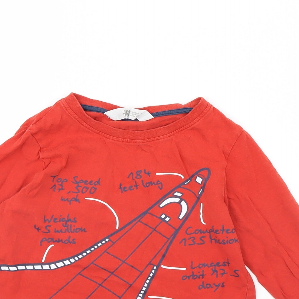 H&M Girls Red   Basic T-Shirt Size 6 Years  - Rocket