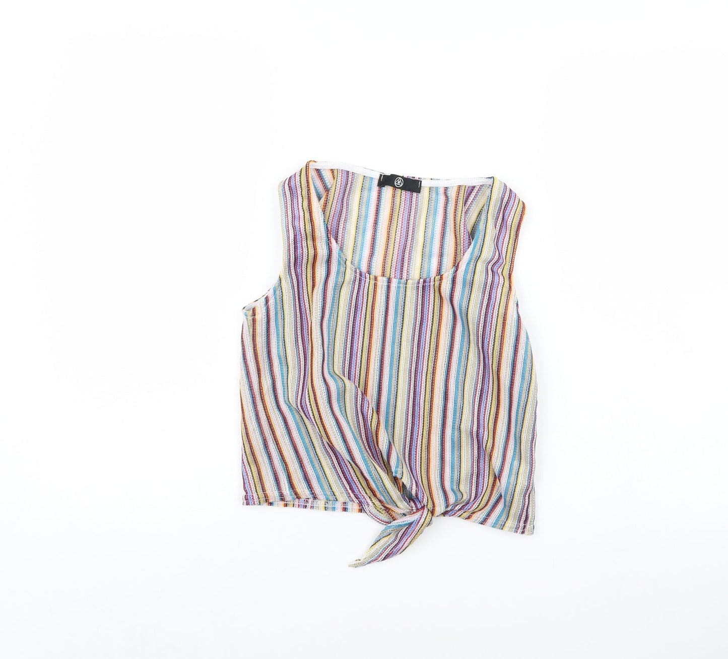 Missguided Womens Multicoloured Striped  Cropped Tank Size 8