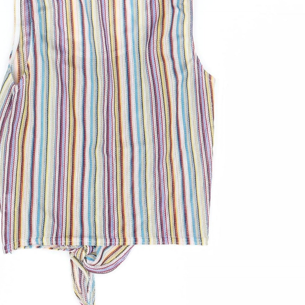 Missguided Womens Multicoloured Striped  Cropped Tank Size 8