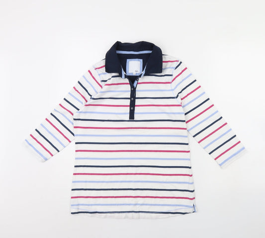 DASH Womens Blue Striped  Basic Blouse Size 10