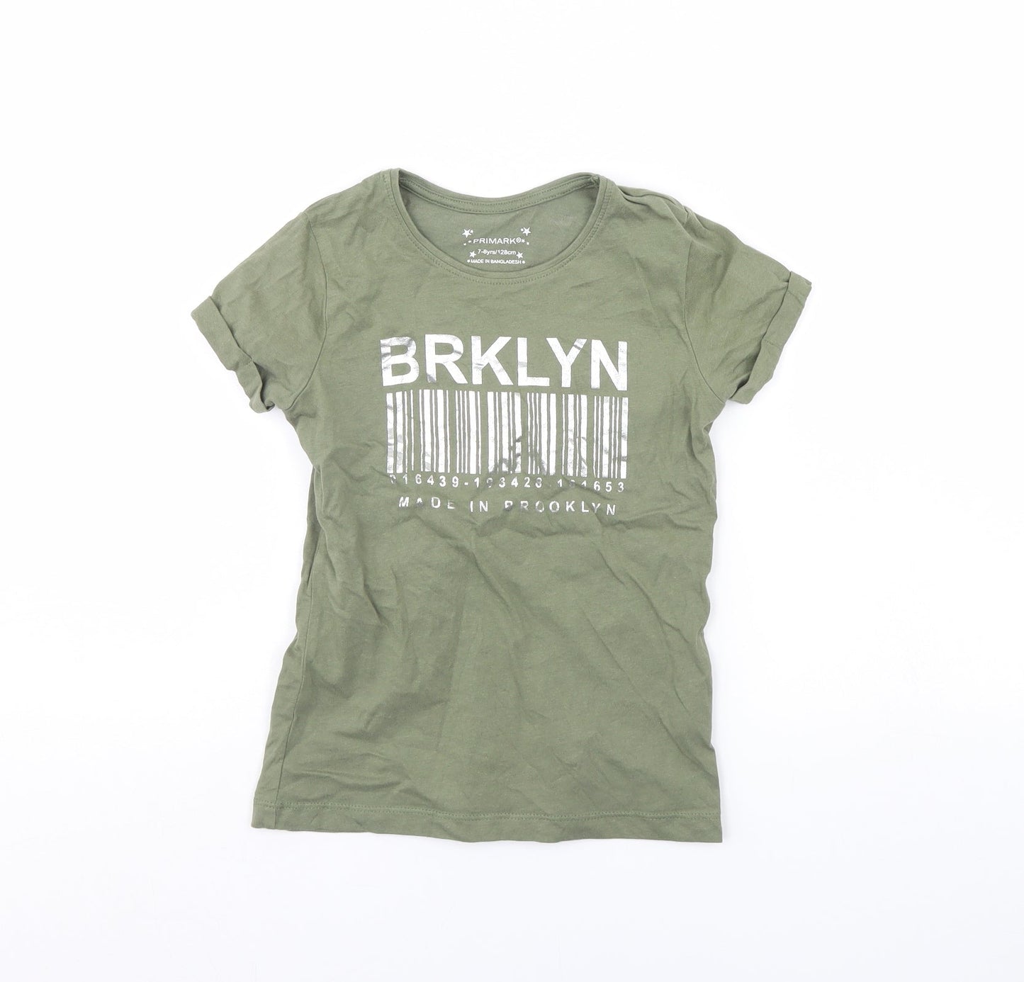 Primark Girls Green   Basic T-Shirt Size 7 Years  - Brooklyn