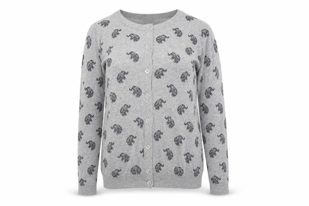Atmosphere Womens Grey Animal Print  Cardigan Jumper Size 4  - Elephant