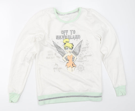 Primark Womens White Solid  Top Pyjama Top Size 2XS  - tinkerbell