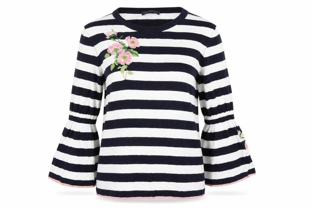 Marks & Spencer Womens Blue Striped  Pullover Jumper Size 16