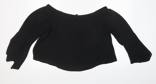 New Look Womens Black  Mesh Basic Blouse Size 16