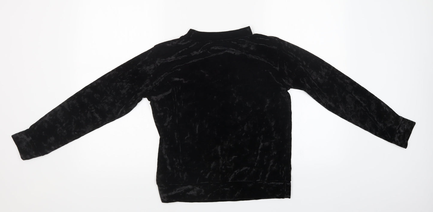 Nikka Womens Black  Velvet Basic T-Shirt Size S
