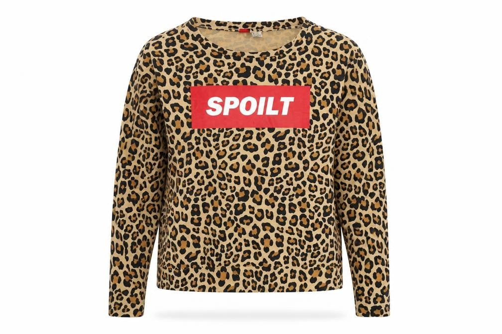 H&M Womens Brown Animal Print  Pullover Sweatshirt Size M