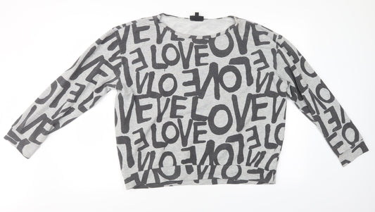 Topshop Womens Grey   Henley Sweatshirt Size 10