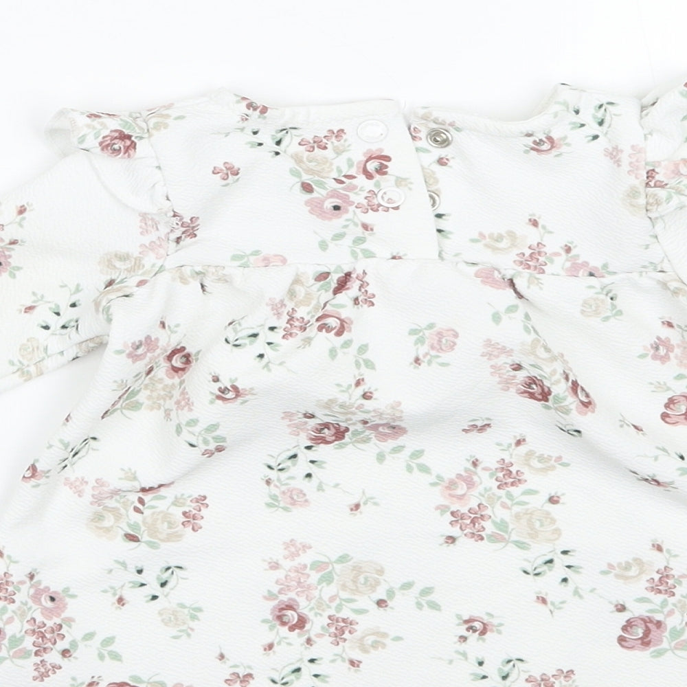 TU Girls White Floral  Basic Blouse Size 0-3 Months