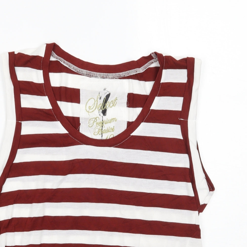 Select Womens Brown Striped  Basic T-Shirt Size 12