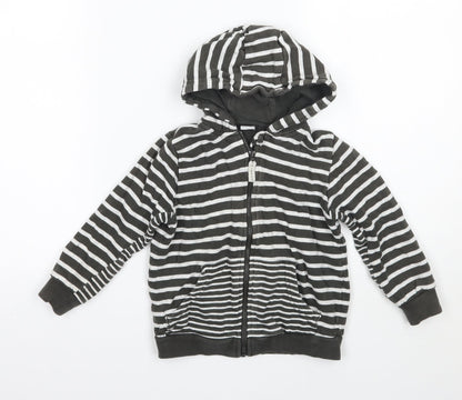 Additional front view of Tu girls’ green striped jacket, size 2-3, years
