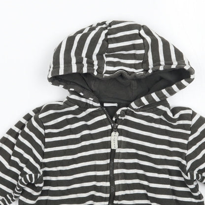 Close-up detail of Tu girls’ green striped jacket, size 2-3, years