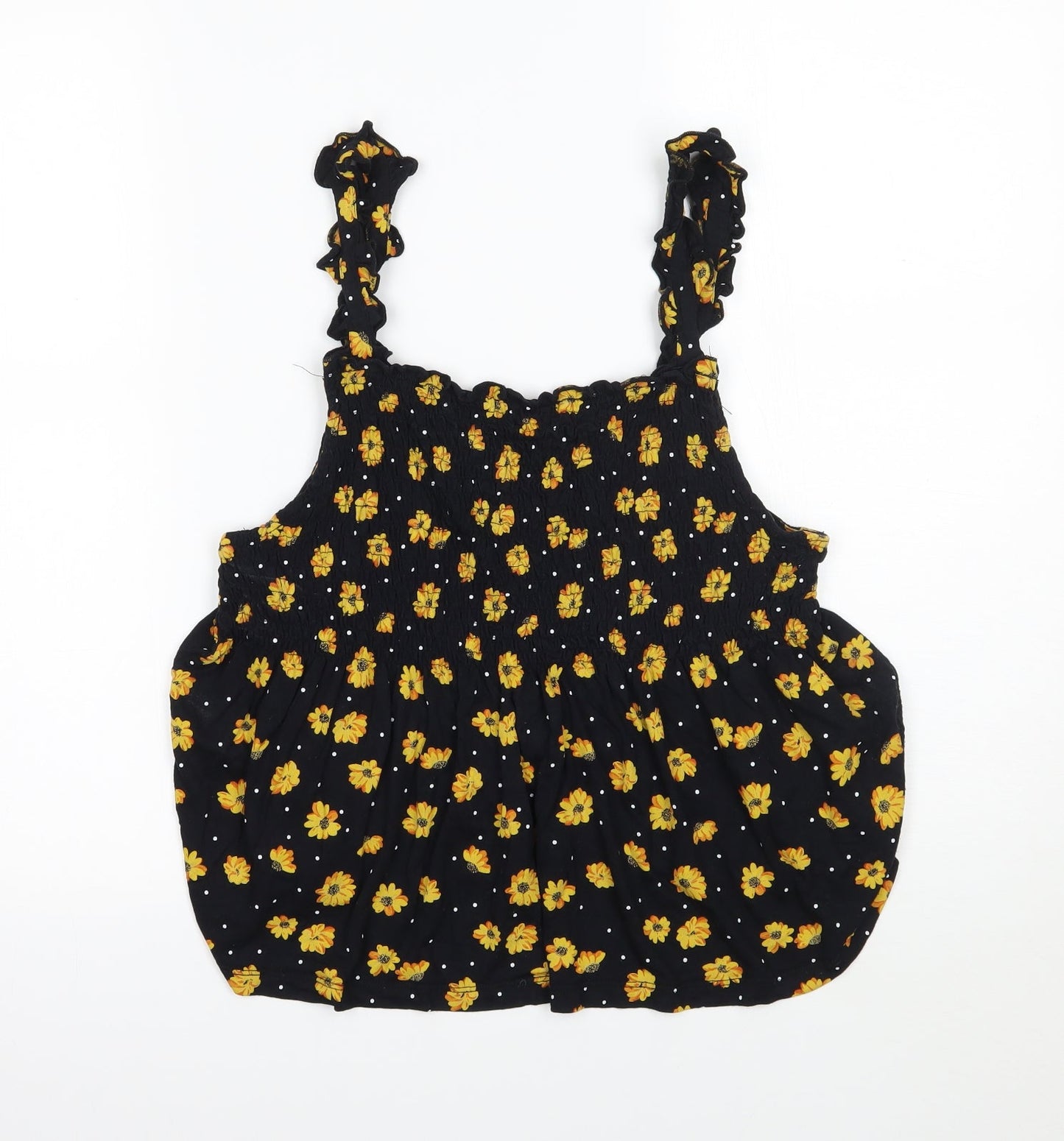 TU Womens Black Floral  Cropped T-Shirt Size 16