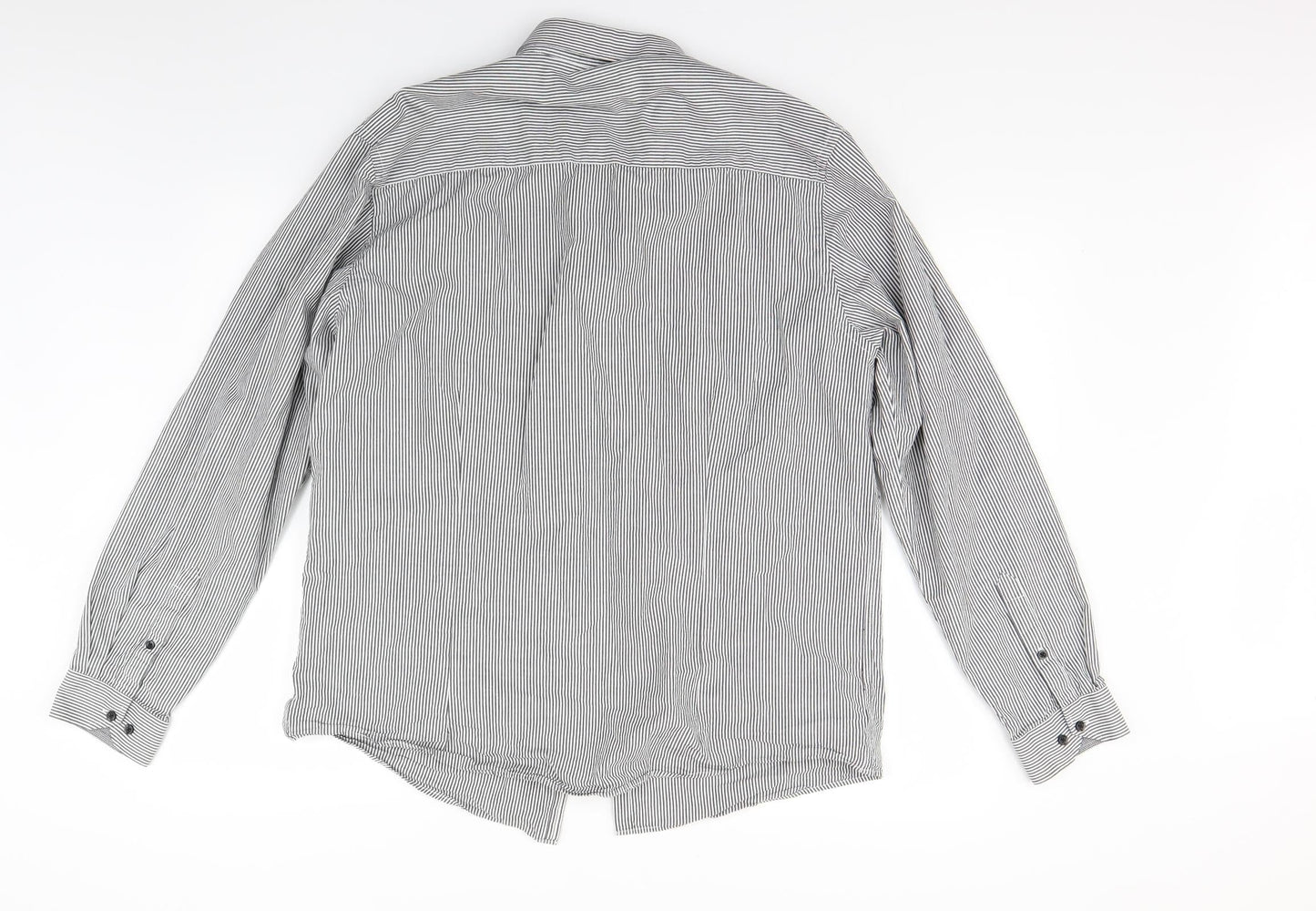 Peacocks Mens Grey Striped   Button-Up Size L