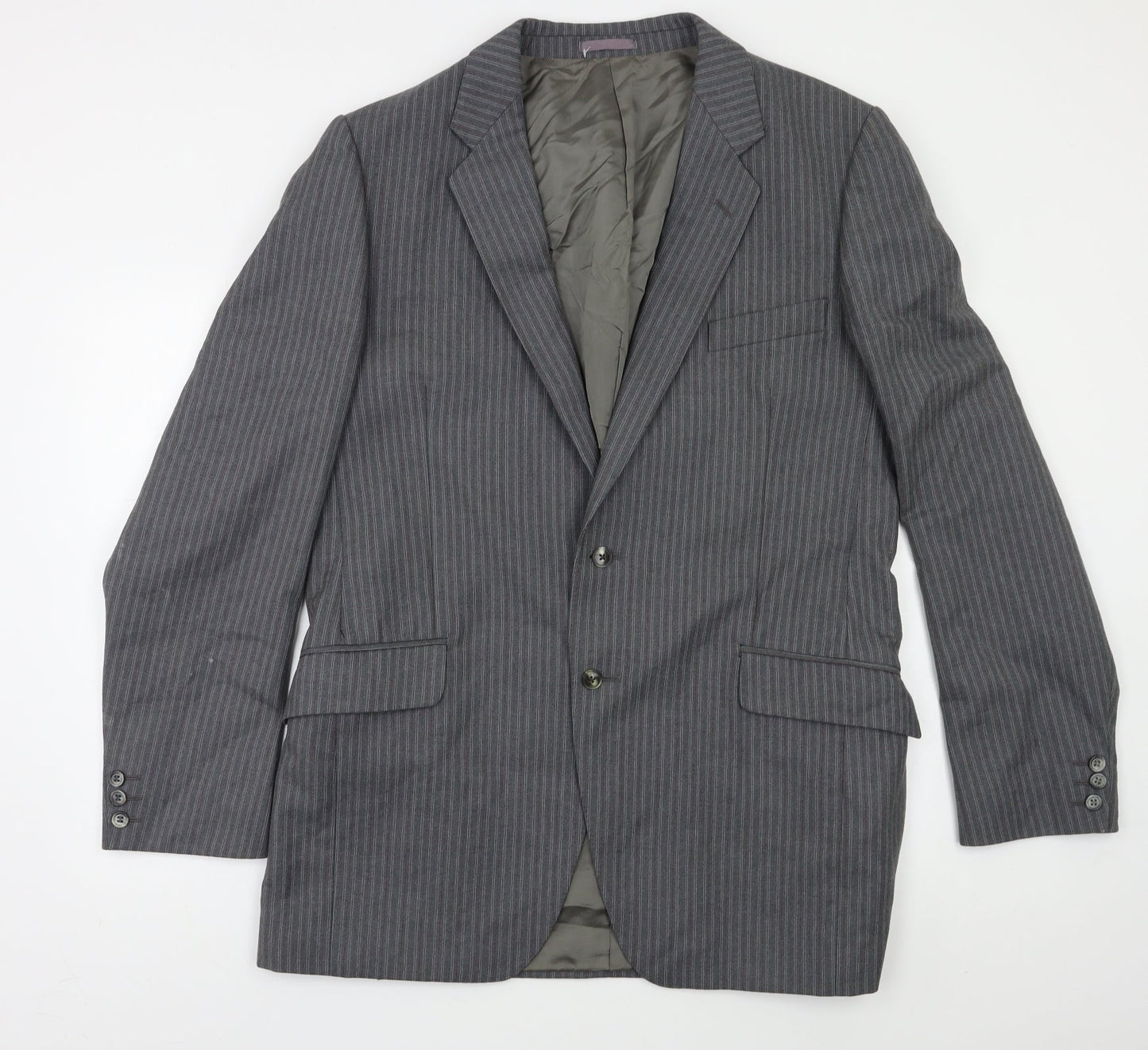 Charles Blades Mens Grey Striped  Jacket Blazer Size 42