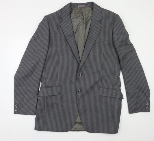 Charles Blades Mens Grey Striped  Jacket Blazer Size 42