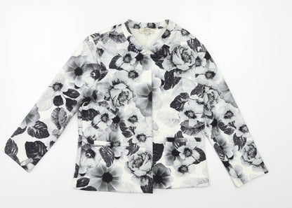 Additional front view of Papaya women’s grey floral jacket blazer, size UK 10