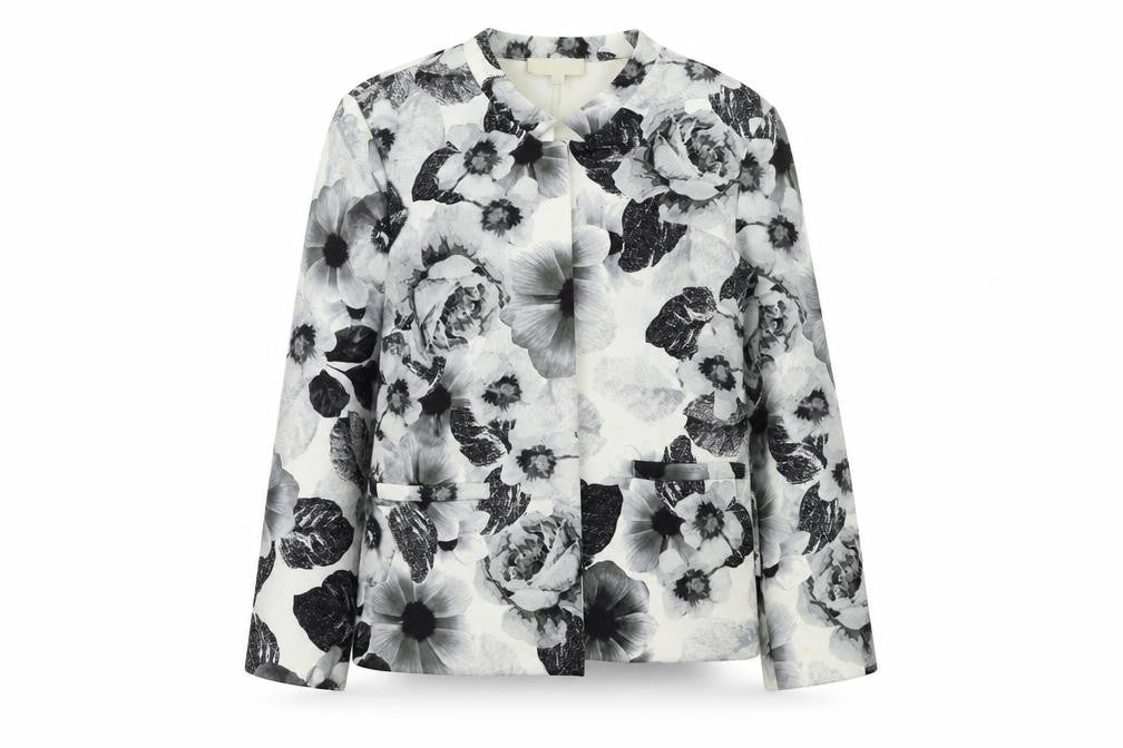 Papaya Womens Grey Floral  Jacket Blazer Size 10