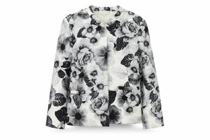 Front view of Papaya women’s grey floral jacket blazer, size UK 10