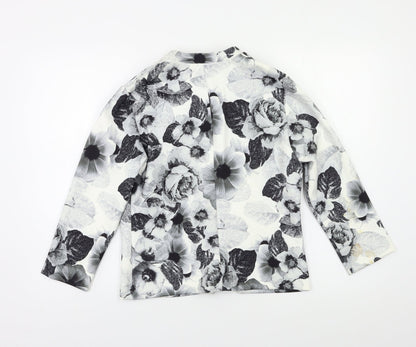 Back view of Papaya women’s grey floral jacket blazer, size UK 10