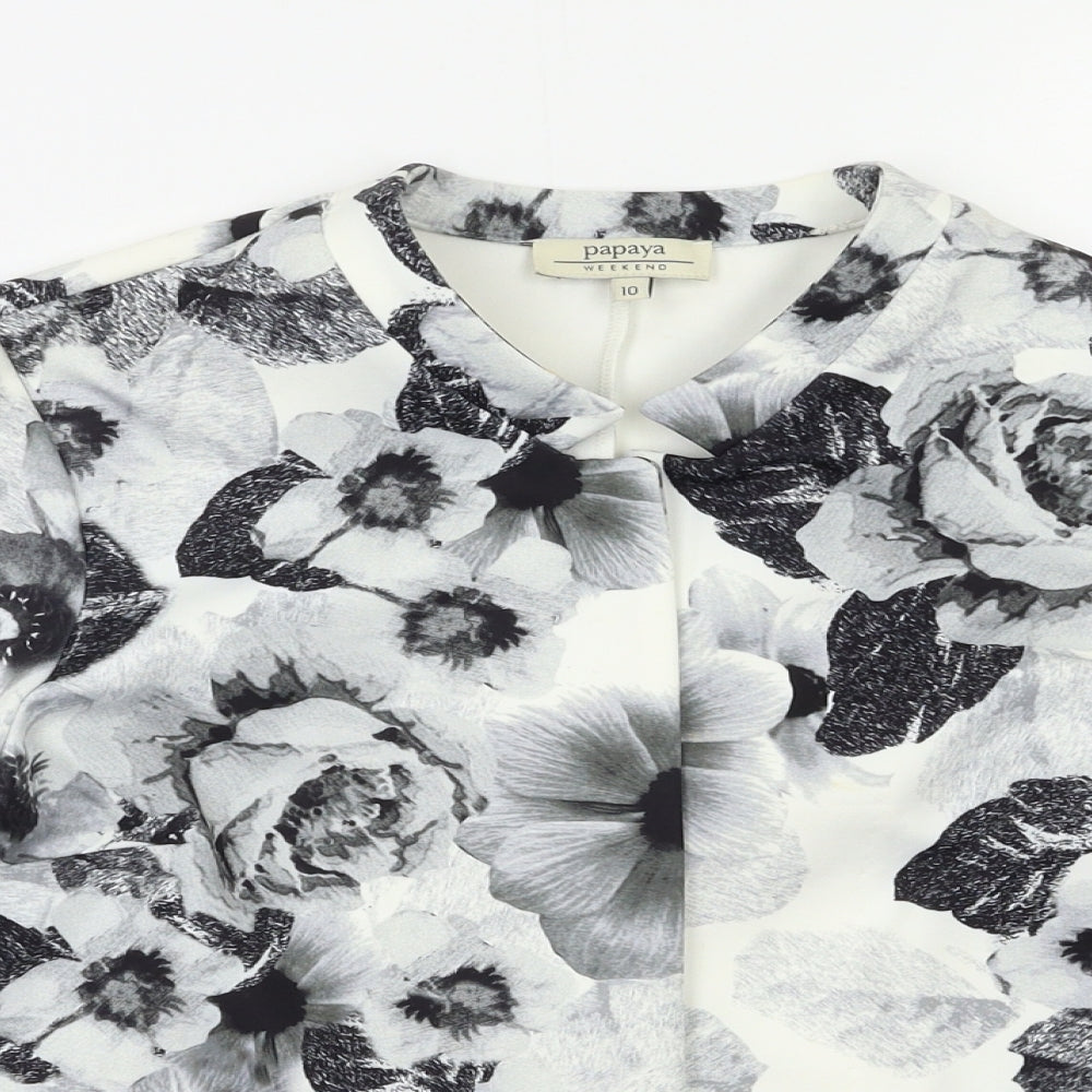 Papaya Womens Grey Floral  Jacket Blazer Size 10