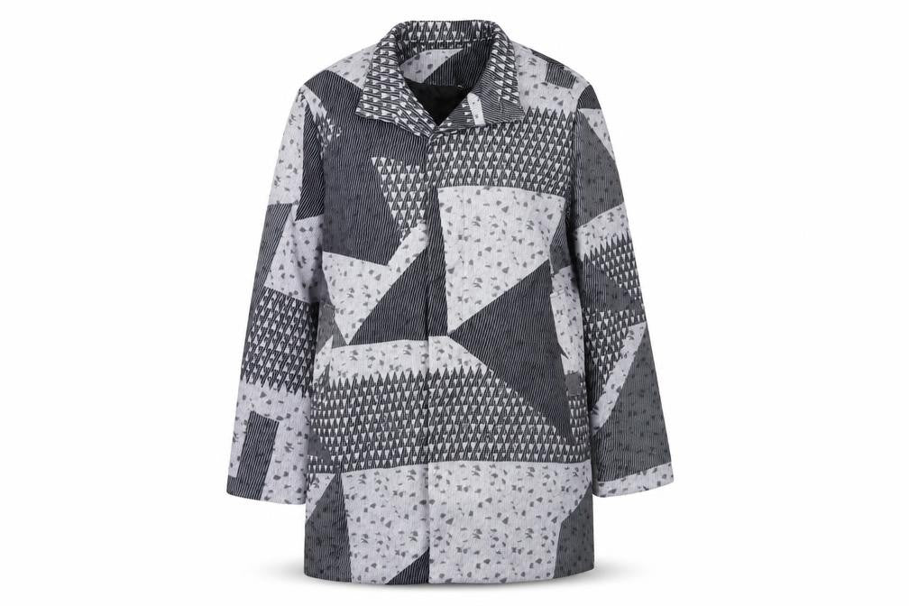 Preworn Womens Grey Geometric  Overcoat Coat Size M