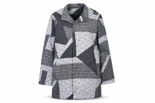 Preworn Womens Grey Geometric  Overcoat Coat Size M