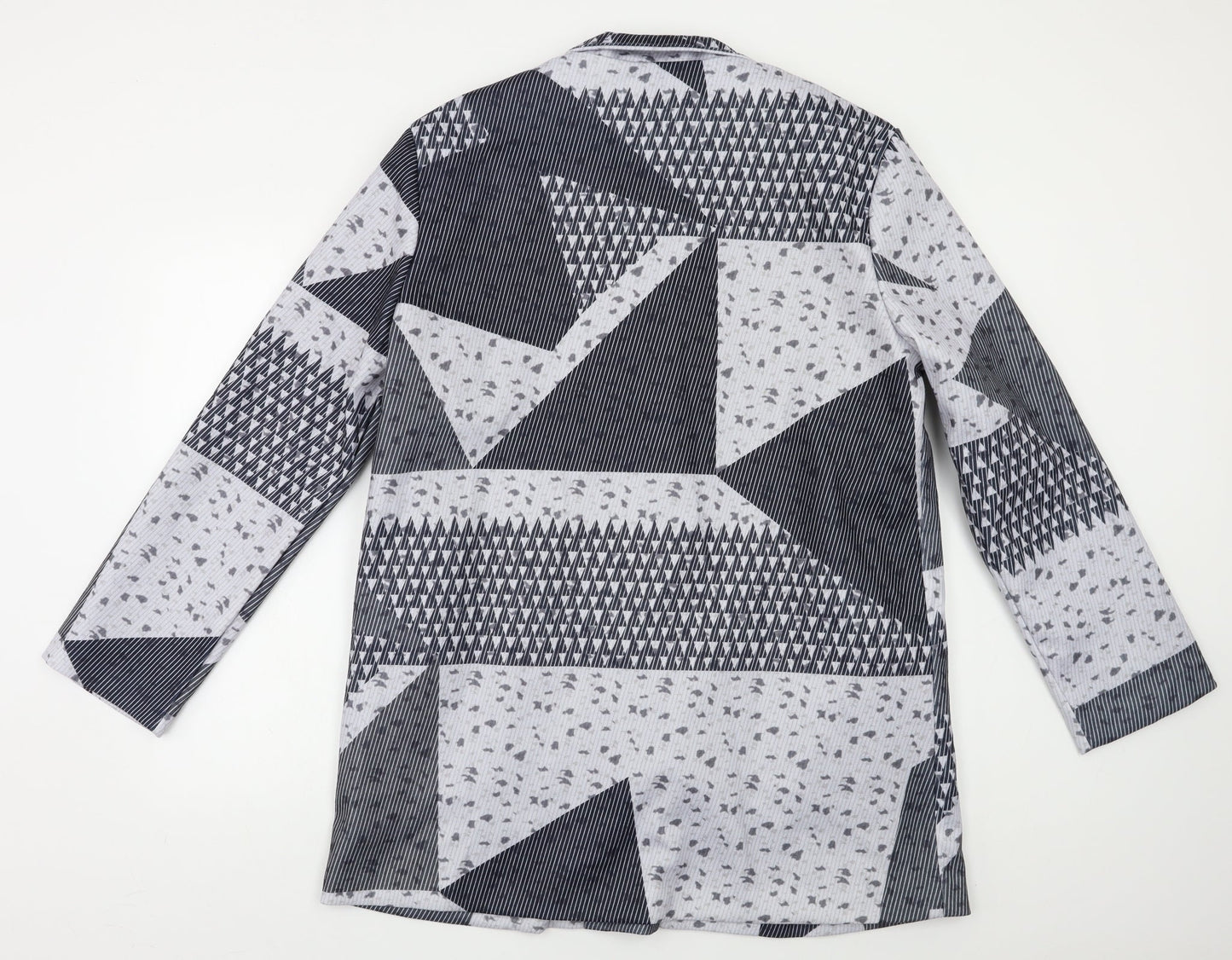 Preworn Womens Grey Geometric  Overcoat Coat Size M