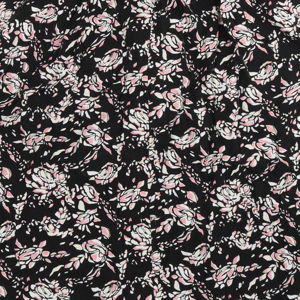 BM Collection Womens Black Floral  Swing Skirt Size 16