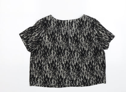 Myleene Klass Womens Black Floral  Basic Blouse Size 14