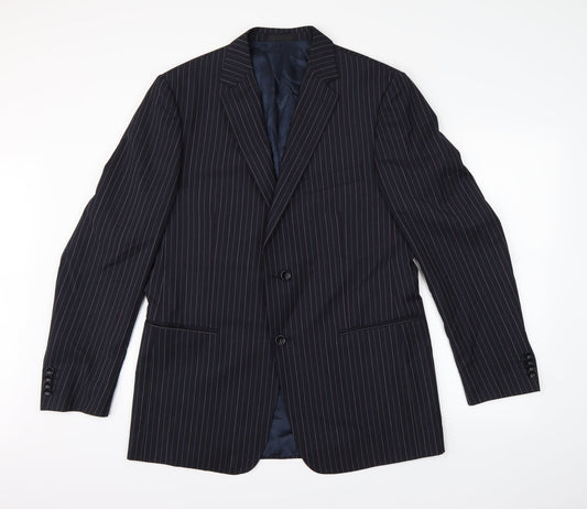 Preworn Mens Blue Striped  Jacket Suit Jacket