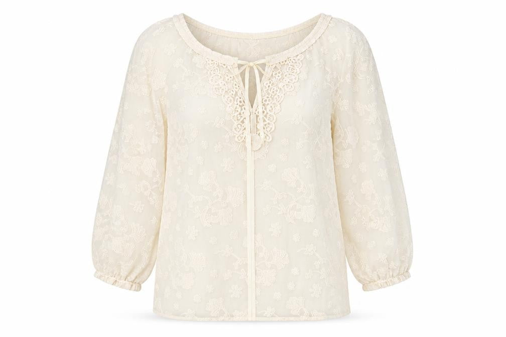 SHEILAY Womens White Floral  Basic Blouse Size XL